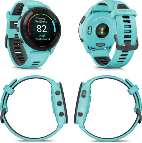Miniatura 2 de Garmin Forerunner 265 Music GPS Reloj inteligente para correr de 46 mm, Aqua con pantalla táctil AMOLED de 1.3 pulgadas y auriculares negros