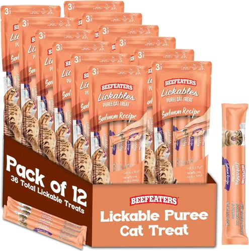 Miniatura 13 de Beefeaters Paquete variado de golosinas puras para gatos de 1.59 onzas (paquete de 12) Golosinas de tubo para apretar para lamer, sin granos, sin