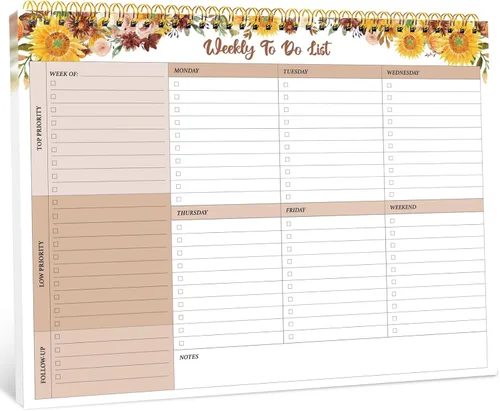 Miniatura 7 de Taja Bloc de notas semanal con 52 hojas sin fecha (8.5 x 11 pulgadas), planificador semanal de escritorio para mujeres y hombres, trabajo y hogar