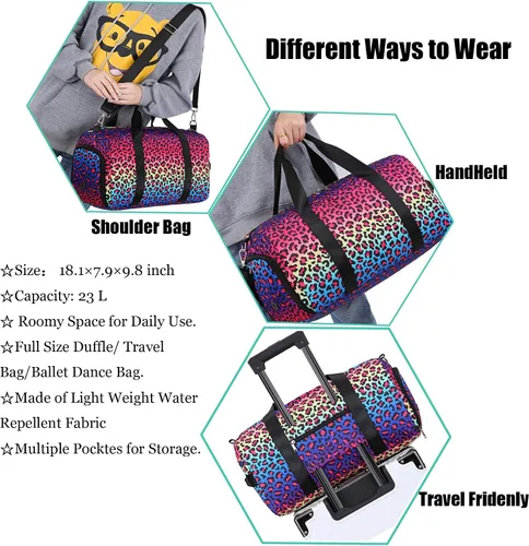 Miniatura 5 de Bolsa de gimnasia para niños, bolsa de viaje con compartimentos para zapatos, bolsa de ballet deportiva, bolsa de transporte para adolescentes