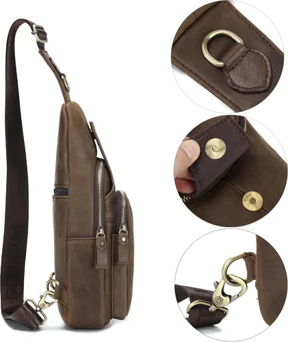 Miniatura 48 de LUKZIJAES Bolso bandolera de cuero genuino para hombre