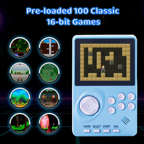 Miniatura 4 de Consola de videojuegos portátil para niños, 100 juegos de 16 bits, consola de juegos retro de mano, consola de juegos fácil de viajar, pantalla a