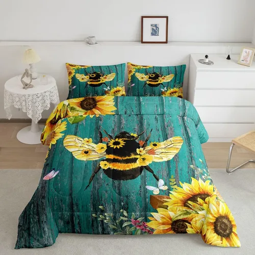 Miniatura 8 de Feelyou Juego de edredón de zorro ártico, juego de ropa de cama para niños y niñas, bonito edredón de animales salvajes, juego de edredón 1 juego