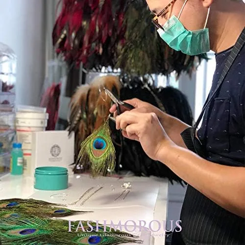 Miniatura 9 de FASHMOROUS - Pendientes de plumas negras para mujer, aretes de plumas para mujer, aretes de plumas negras para mujer
