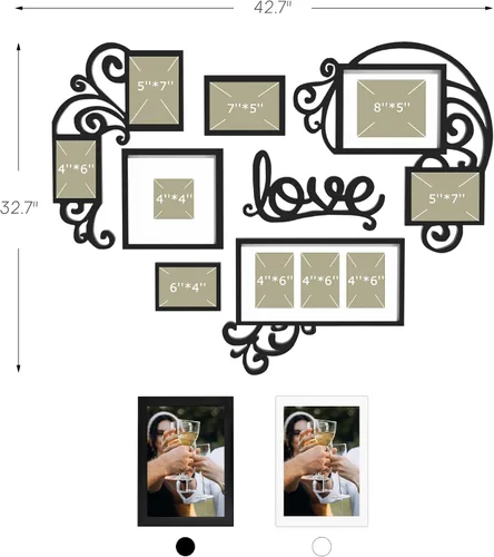 Miniatura 3 de Jerry & Maggie - Marco de fotos Marco de placa universitaria - Combinación de decoración de pared de San Valentín - Marco de fotos de PVC marrón