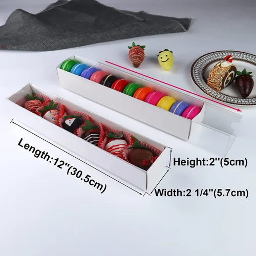 Miniatura 3 de Paquete de 10 cajas de fresa cubiertas de chocolate de 12 x 2.2 x 2 pulgadas para 6, cajas favoritas de fiesta para macarrones, trufas, bombas