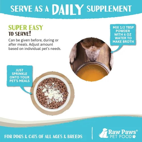 Miniatura 4 de Raw Paws Caldo de hueso de pollo para perros y gatos, 6 onzas, fabricado en Estados Unidos, adorno de comida para perros, caldo de hueso en polvo