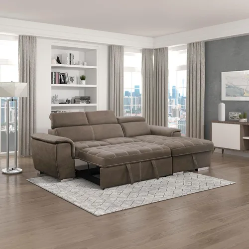 Miniatura 13 de Lexicon Cheyenne Sofá cama modular convertible, diván derecho, color azul