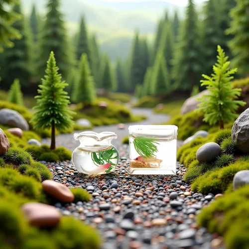 2 peceras en miniatura, 1: 12 casas de muñecas en miniatura de cristal Goldfish Tank Desktop Dollhouse Adornos para decoración de escenas de jardín