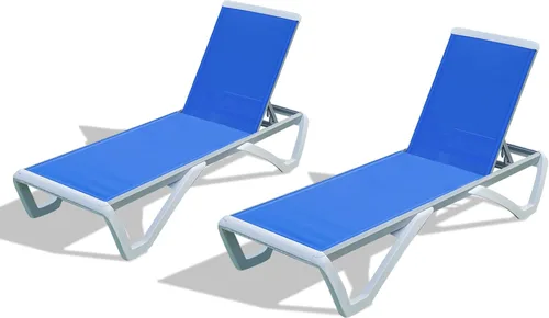 Miniatura 14 de Domi - Tumbona para exteriores, sillón ajustable de aluminio para patio, silla de piscina de plástico para terraza, césped, patio trasero