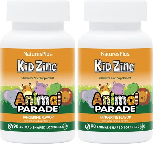 Miniatura 7 de NaturesPlus Animal Parade KidZinc, sabor a mandarina, 90 pastillas con forma de animal, zinc quelado orgánicamente, vegano, sin gluten, 90 porciones