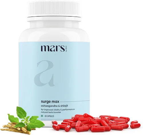 Mars Surgemax Cápsulas naturales con Shilajit y Safed Musli | Apoya la energía, la fuerza y la inmunidad | para un estilo de vida activo | 60