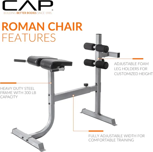 Miniatura 3 de Cap Strength - Silla romana – Banco de extensión de respaldo ajustable para entrenamientos de núcleo y glúteos, capacidad de alta resistencia de 300