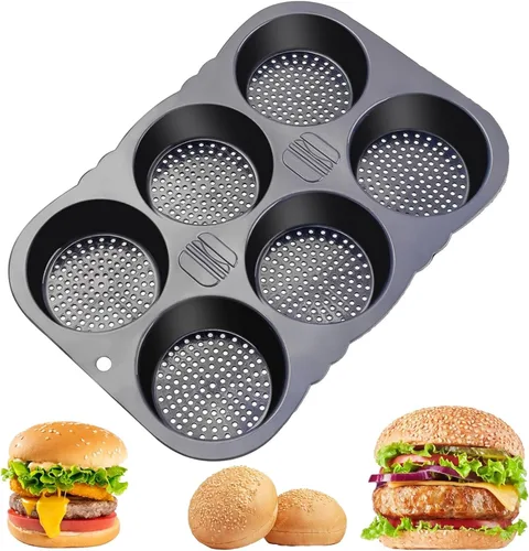 Miniatura 9 de MUJUZE Molde para bollo de perro caliente, molde de pan de 6 cavidades, molde de silicona para bollos de perro caliente, antiadherente y resistente