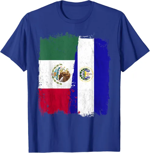 Miniatura 24 de Camiseta con la bandera mexicana de El Salvador con la mitad de la bandera mexicana de El Salvador