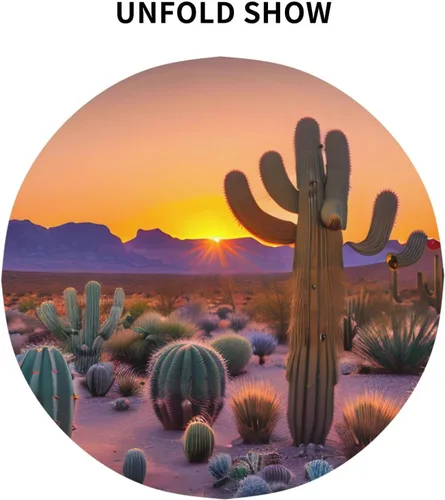 Miniatura 4 de Mantel decorativo redondo Cactus Desert Sunsets: transforma tus mesas de comedor y café con nuestro exuberante acento de lino