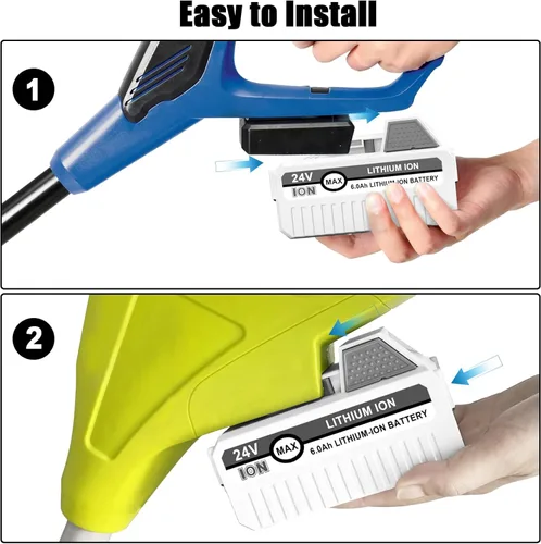 Miniatura 7 de Batería de repuesto de 24 V para Sun Joe + Snow Joe 24V batería 24BAT-LTE/LTW/LTX/XR/LT, batería de 6.0Ah compatible con todos los sopladores