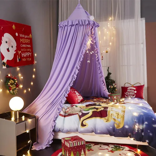 Miniatura 5 de VETHIN Dosel de cama para niñas, Princesa Cúpula Redonda de Ensueño Mosquitera Ropa de Cama Habitación de Niñas Castillo Tienda de Juego Colgante