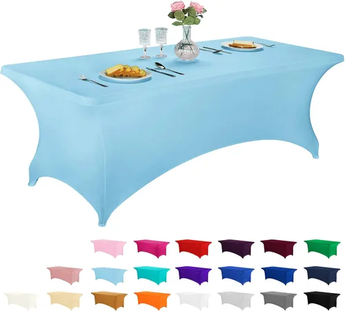 Miniatura 22 de LZY Cubierta de Mesa Elástica Ajustable de Spandex para Mesa Plegable de 6 pies, 4 pies o 8 pies, Mantel de Cóctel Rectangular, Perfecto para Champn