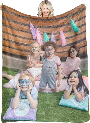Miniatura 46 de Manta personalizada con fotos, regalos de recuerdo de cumpleaños, manta personalizada para padre, madre, niños, perros, amigos o parejas