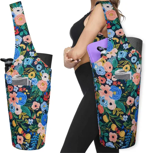Miniatura 32 de Bolsa de esterilla de yoga impresa a la moda con bolsillo lateral grande y bolsillo con cremallera, bolsa larga de yoga que se adapta a la mayoría