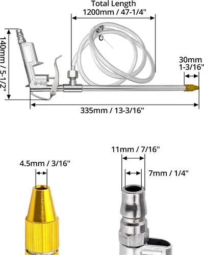 Miniatura 6 de QWORK Pistola de pulverización, Kit de pistola lavadora de limpieza de motor de aire neumática de aluminio, 1/4