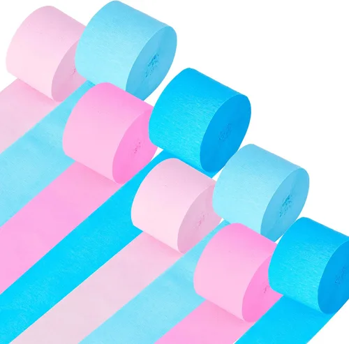 Miniatura 17 de Kit de serpentinas de papel crepé, 8 rollos de 656 pies, negro, morado, azul, verde, a granel para decoración de videojuegos, fiestas, cabina
