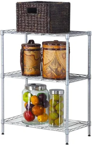 Miniatura 12 de Estante de almacenamiento ajustable de 3 niveles, estante de almacenamiento de metal, estantería de alambre, estantes de almacenamiento de metal