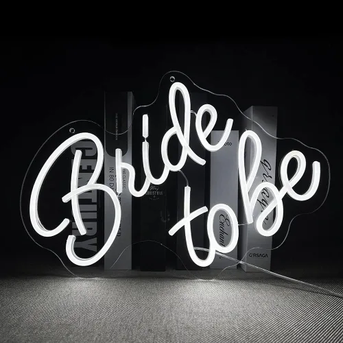 Miniatura 4 de Letrero LED de neón con texto en inglés "Bride to Be", letras blancas "17.7x12.2", reutilizable, decoración de pared de neón, regalos de compromiso