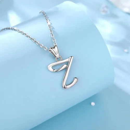 Miniatura 137 de EUDORA Collares de plata esterlina con inicial para mujer, regalos clásicos de 26 letras sin cuello para niñas, hermana, madre hija, cadena de 18
