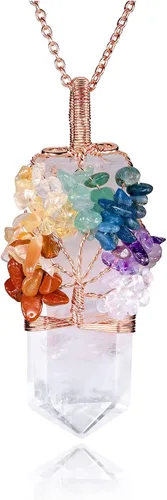 Miniatura 8 de Collar con colgante de árbol de la vida de 7 chakras naturales de cristal curativo de reiki, joyería para mujer para buena suerte, meditación