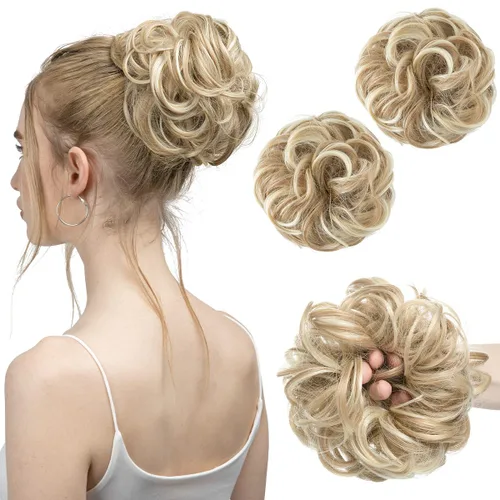 Miniatura 12 de SARLA 2 piezas de cabello desordenado color burdeos, onduladas, rizadas, sintéticas, coleteros falsos, extensiones de cola de caballo para mujeres