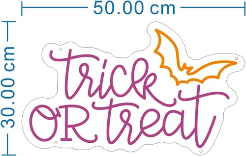 Miniatura 5 de Letrero de neón LED de Halloween con texto en inglés "Trick or Treat", para Halloween, fiesta, bar, dormitorio, habitación de niños, decoración