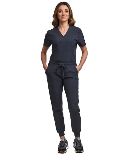 Miniatura 25 de Green Town Conjunto de ropa quirúrgica para mujer, pantalón deportivo y parte superior con cuello en V, 5 bolsillos, cintura de yoga, uniforme
