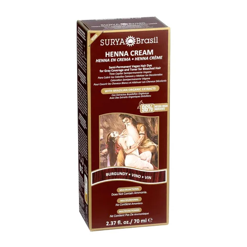 Miniatura 4 de Surya Brasil Henna Cream Burgundy - 96% ingredientes naturales, vegano, libre de crueldad, ecológico, color de cabello semipermanente, hidratación