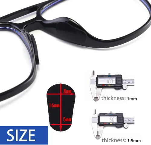 Miniatura 3 de Almohadillas adhesivas para la nariz, 10 pares de almohadillas de silicona antideslizantes para lentes de sol, transparentes, 0.039 pulgadas