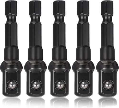 Paquete de 5 adaptadores de enchufe de impacto de 3/8, kit de adaptadores de unidad de 1/4 a 3/8, adaptador de impacto de vástago hexagonal,