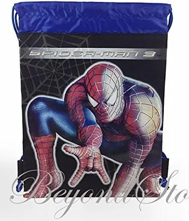 Marvel Amazing Spider-Man - Mochila con cordón color negro y azul, Azul oscuro, Cordón