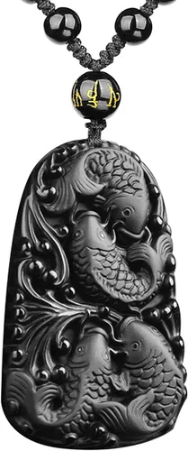 Miniatura 14 de Collar de obsidiana negra con colgante de protección y cadena de cuentas extendida, amuleto de piedra de cristal curativo para hombres y mujeres