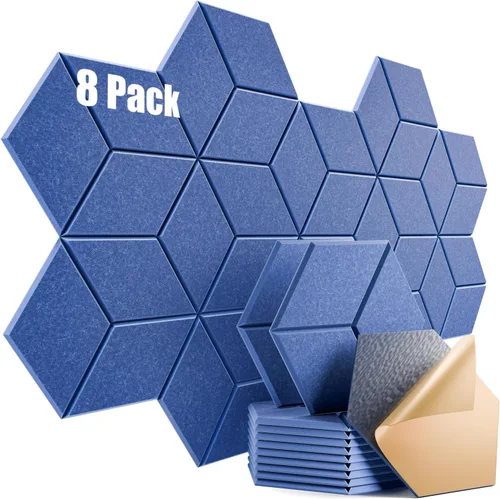 Miniatura 105 de Paquete de 12 paneles acústicos autoadhesivos de 12 x 10 x 0.4 pulgadas, paneles de espuma a prueba de sonido con alta densidad, diseño forrado