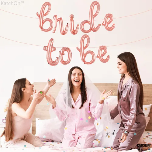 Miniatura 6 de KatchOn, Globos de oro rosa con texto en inglés "Bride To Be", 16 pulgadas, globos de despedida de soltera para decoraciones de despedida