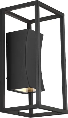 Miniatura 5 de Possini Euro Design Kell - Moderna lámpara de pared para exteriores, con textura, color negro, regulable, LED de 14 pulgadas, difusor de vidrio
