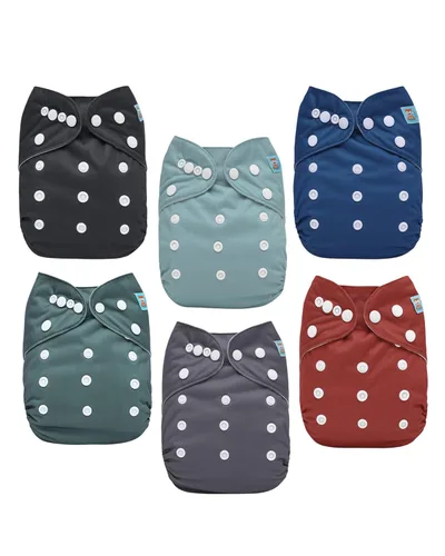 Miniatura 23 de ALVABABY pañales de tela para bebés, tamaño único y ajustable, pañales lavables y reutilizables para niños y niñas, 6 unidades con 12 rellenos