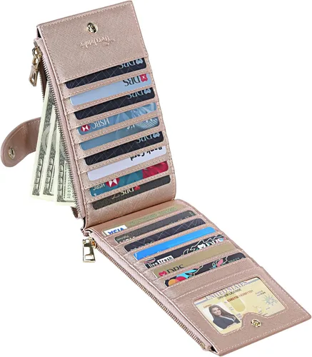 Miniatura 9 de Travelambo RFID Billetera de mujer con varios compartimientos para varias tarjetas con bolsillo con cierre, talla única