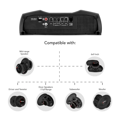 Miniatura 7 de Taramps MD 1200.1 Amplificador de 2 ohmios 1200 vatios RMS 1 canal completo sistema de audio para automóvil, monobloque, indicador de monitor LED