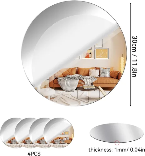 Miniatura 2 de Fantasyon Espejos redondos de acrílico, autoadhesivos, sin vidrio, espejo circular para pared, calcomanías para mesa de boda, centro de mesa