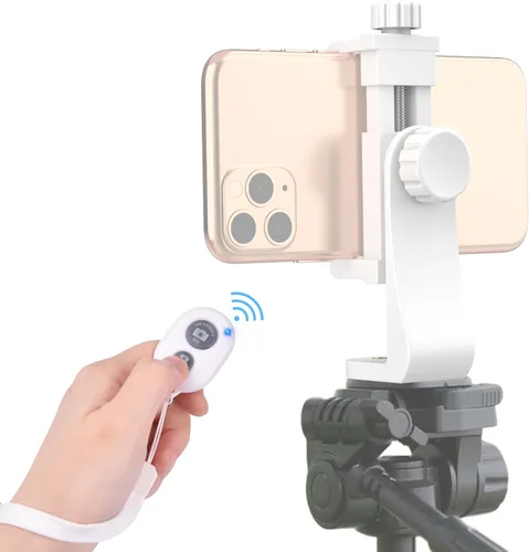 Miniatura 10 de Adaptador universal de trípode para teléfono con control remoto de cámara inalámbrico, soporte para teléfono celular con abrazadera ajustable