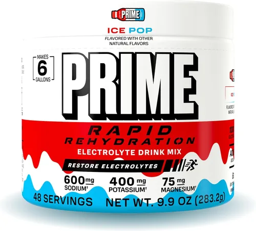 Miniatura 10 de Prime Rapid - Mezcla de electrolitos de rehidratación en polvo, cereza oceánica, sin azúcar, con sodio, potasio, magnesio y vitaminas B para reponer