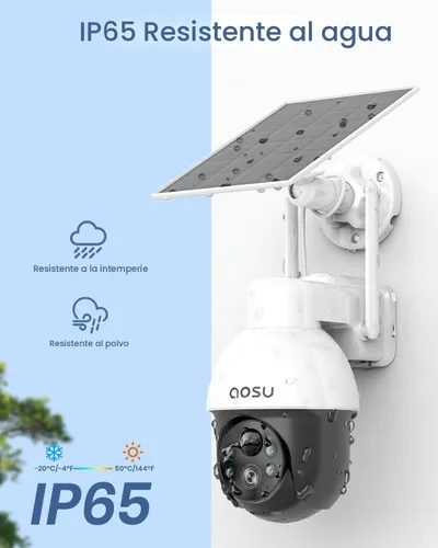 Miniatura 6 de aosu Cámara solar de seguridad para exteriores - Cámaras de seguridad inalámbricas para exteriores con vista panorámica de 360°, seguimiento
