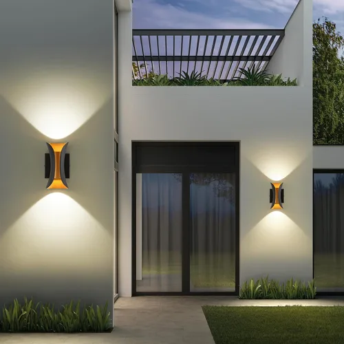 Miniatura 9 de ziidoo Aplique de pared moderno para interiores y exteriores, 7.9 pulgadas IP65 negro y dorado LED luminaria para patio, porche, puerta delantera
